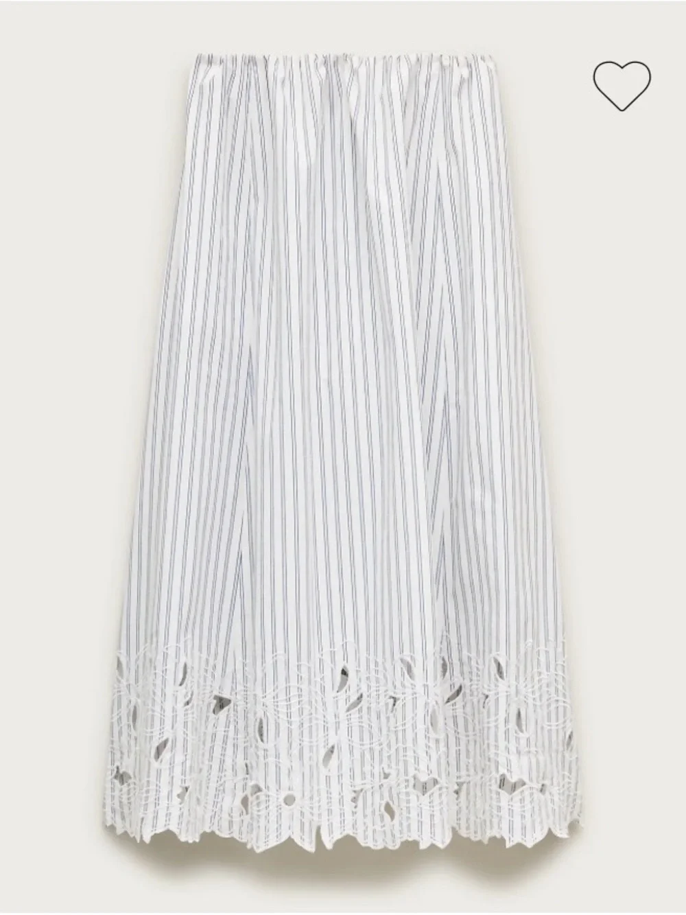 J.Crew Embroidered Pull-On Midi Skirt Striped White CS867
